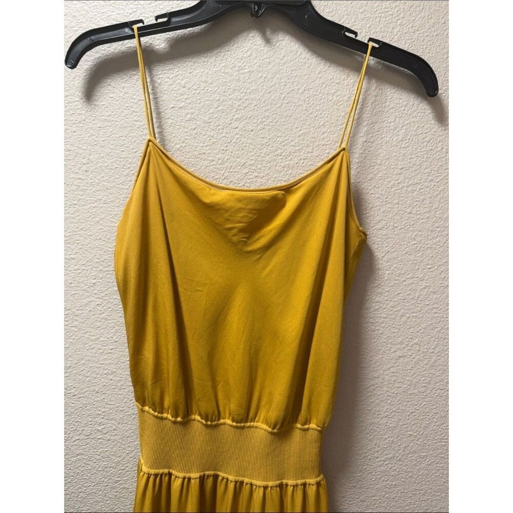 Sleeveless Golden Yellow Maxi Dress "RIB WB DRESS" in "SILK COMBO" - Picture 4 of 12